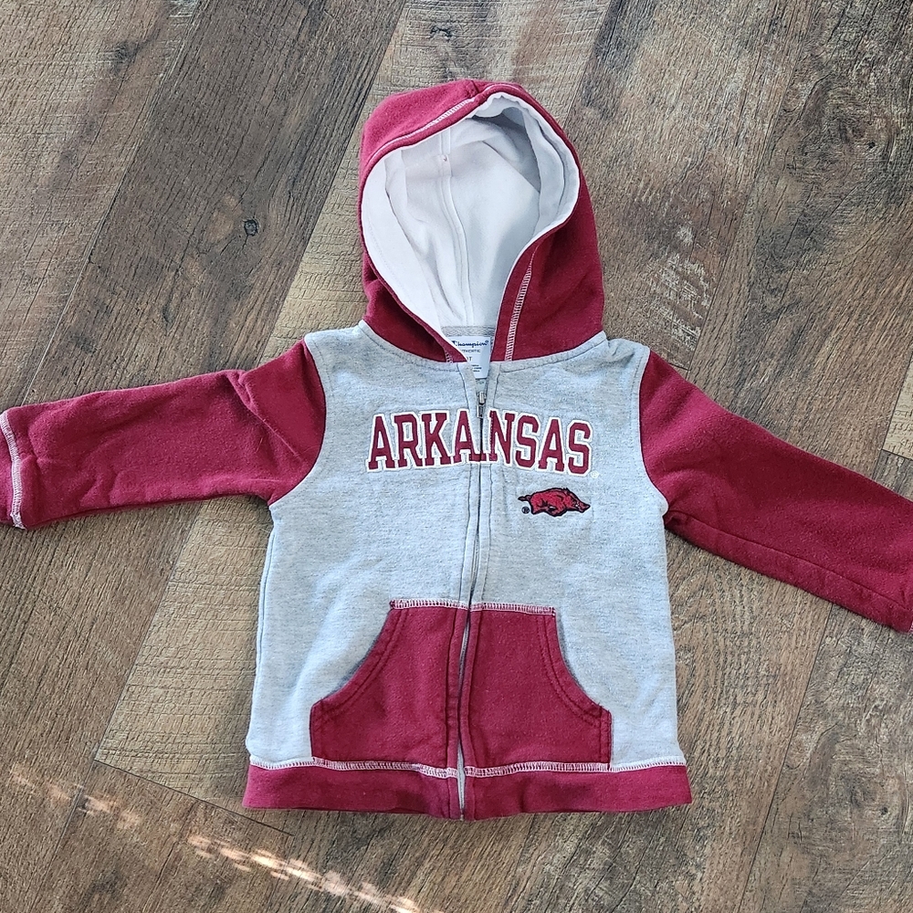 3t Champion zip Arkansas gray and  cardinal jacket